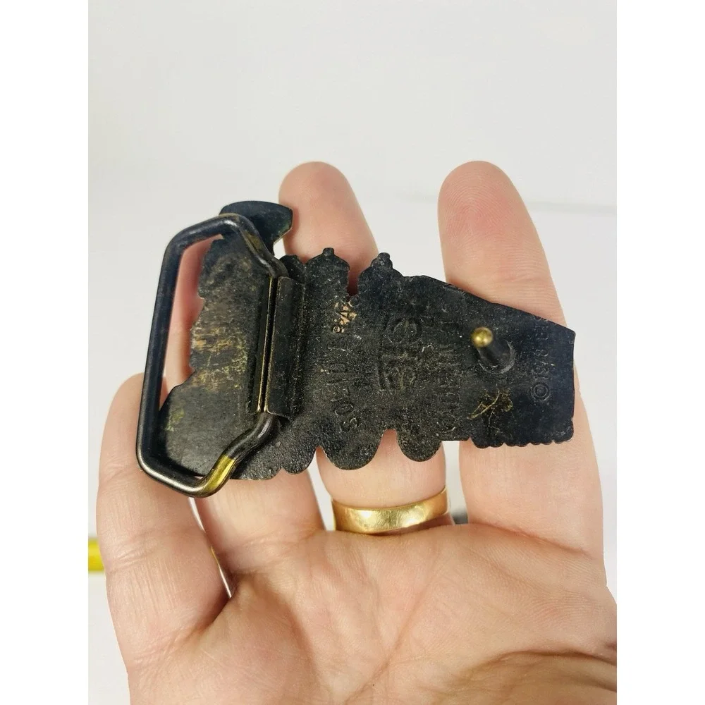 Brass Belt Buckle 1978 BTS Solid Brass‎ Train Locomotive Buckle USA 2.75